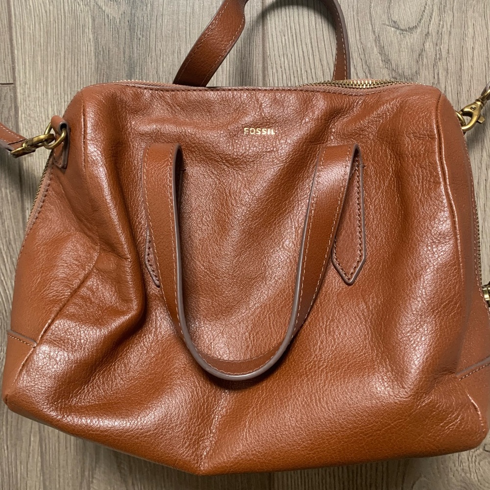 Fossil Brown Leather Tote Bag
